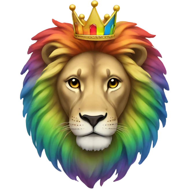Rainbow lion with crown emoji