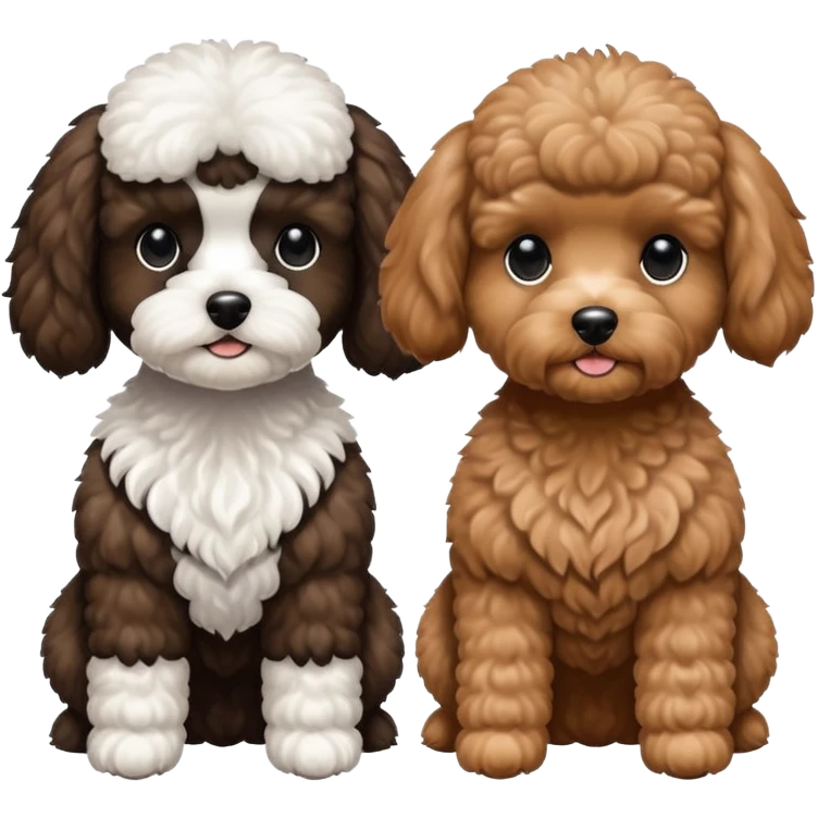 2 dogs. One is a mini poodle brown and the other one is a shitzu black with minimal white. emoji