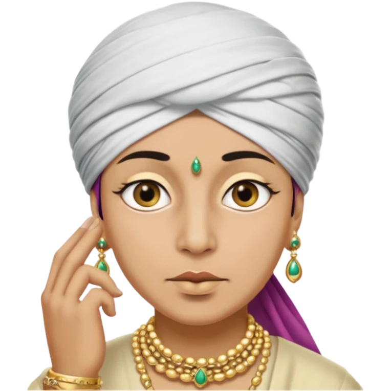 A Sultan shushing while his eyes are white emoji