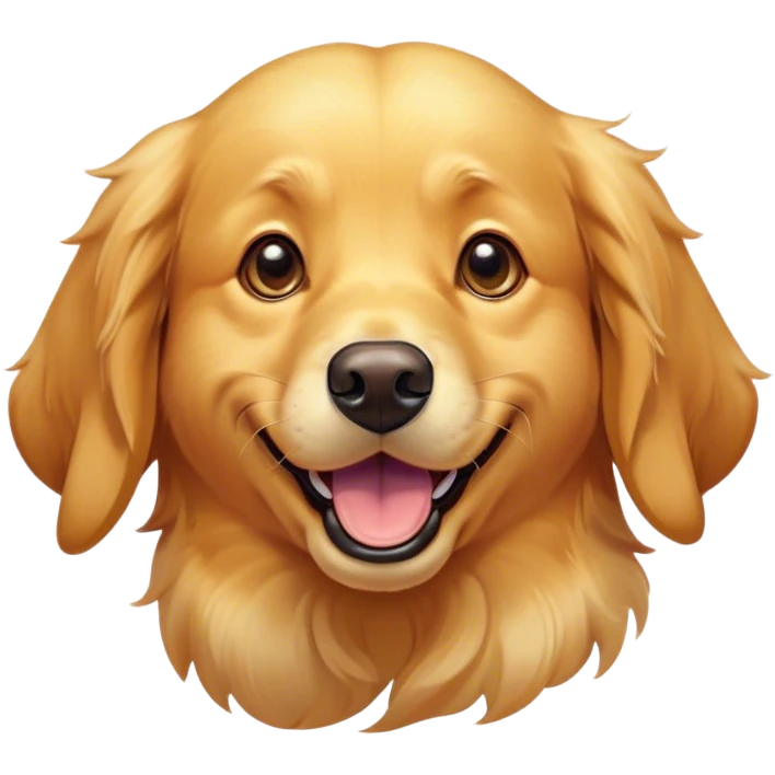 Cinematic Comical Golden Retriever Portrait Emoji, Head tilted dramatically with an exaggeratedly amused expression, featuring a vibrant golden coat with a lively sheen, wide, expressive brown eyes filled with playful disbelief, Simplified yet hilariously expressive features, highly detailed, glowing with a slightly sassy glow, high shine, dramatic yet playful, stylized with an air of cheeky mischief, bright and endearing, soft glowing outline, capturing the essence of a spirited and over-the-top companion, so meme-worthy it feels like it could side-eye its way into internet fame instantly! emoji
