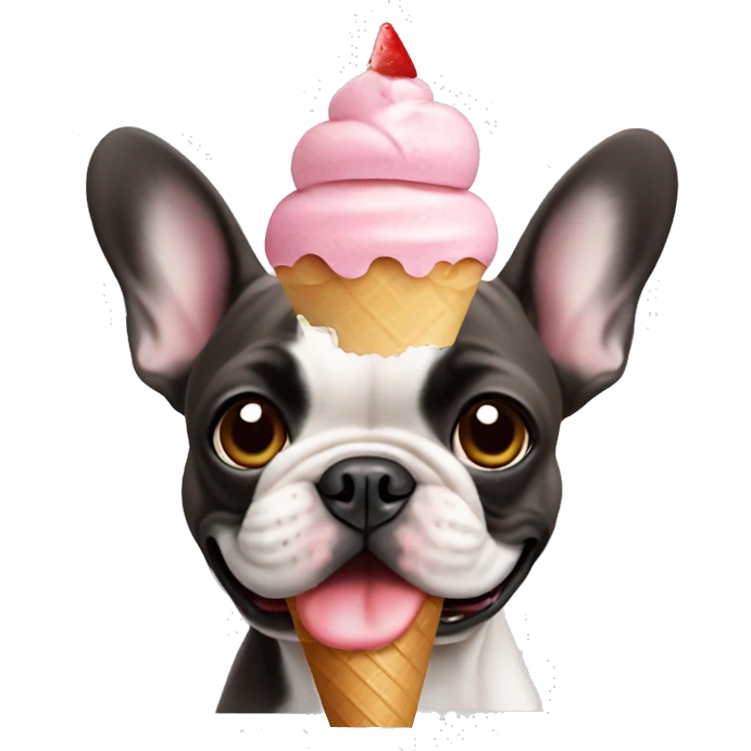French bulldog with ice cream emoji