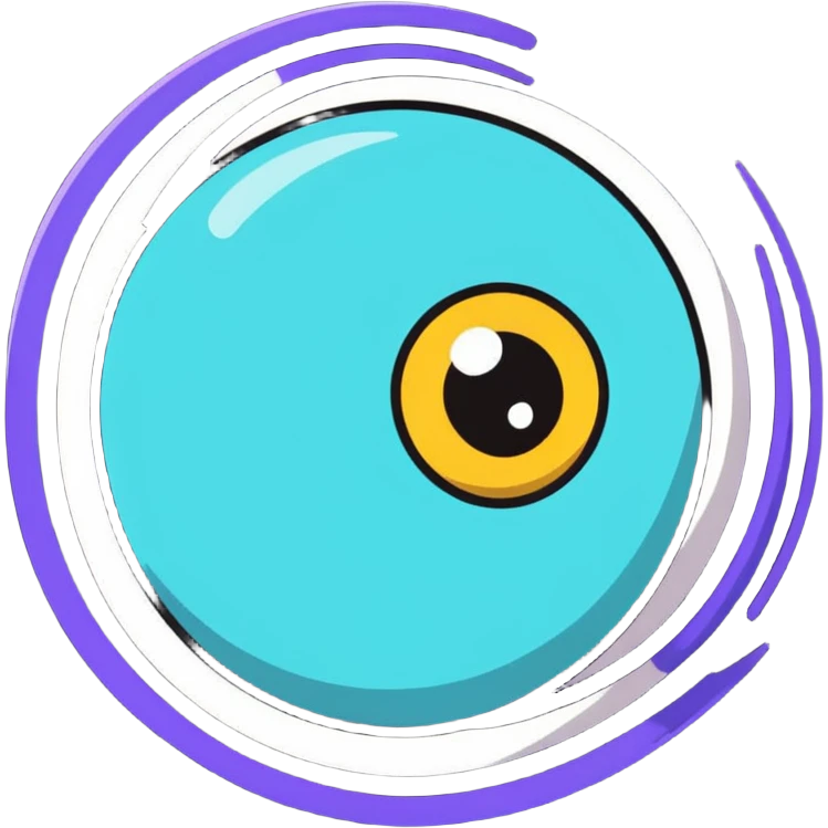 Cartoon eyeball with spiral dizzy effect and stars emoji