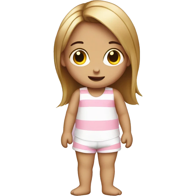 tiny girl with pink striped white pyjamas pants and a white singlet emoji