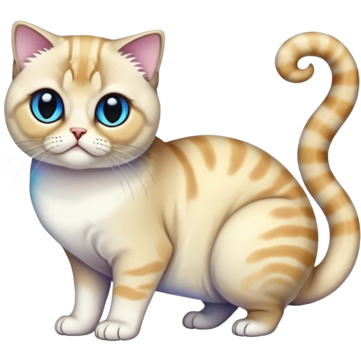 Colorful exotic iridescent tropical shiny Fantasy-Siamese-Scottish-Fold-feline-Fakémon-feline-hybrid (full body) emoji