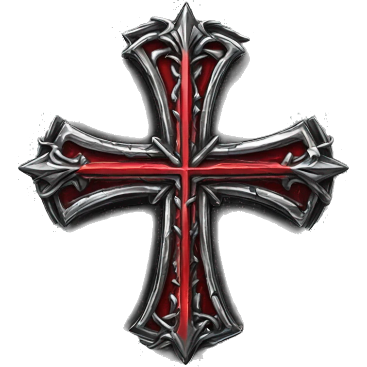 Chrome silver cross detailed gothic red raiders logo black red punk detail artwork  emoji