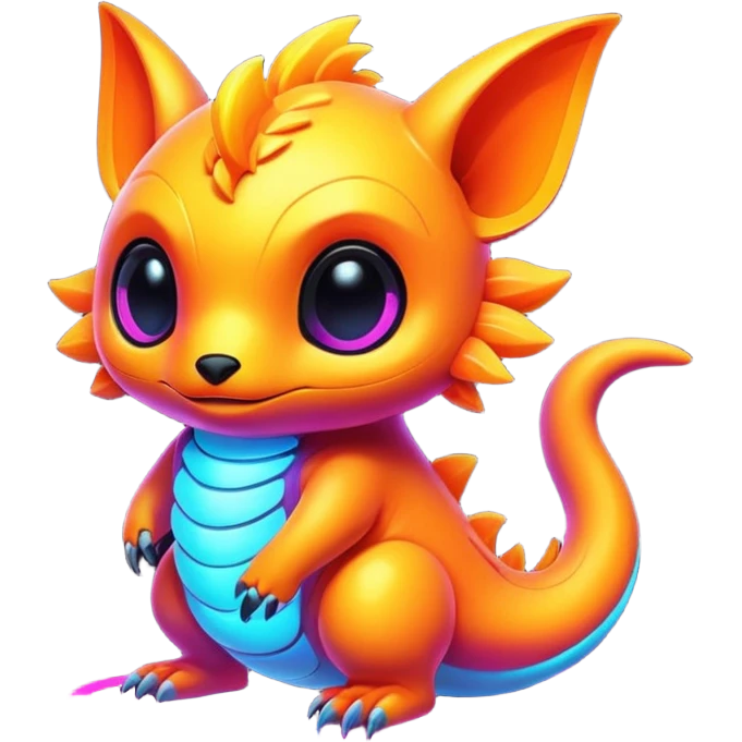 Exotic futuristic lush warm-colored neon Fakémon-creature emoji