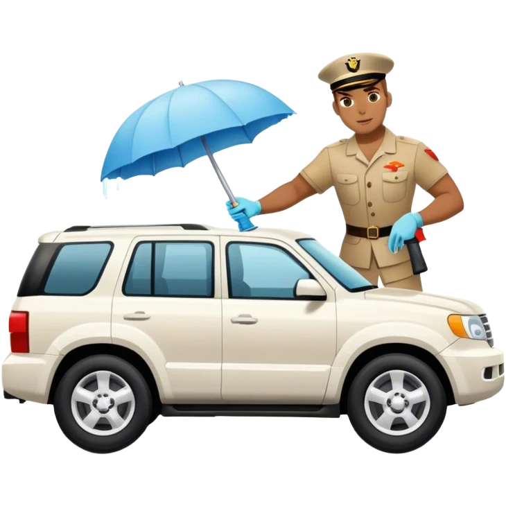 Marine cleaning a white suv emoji