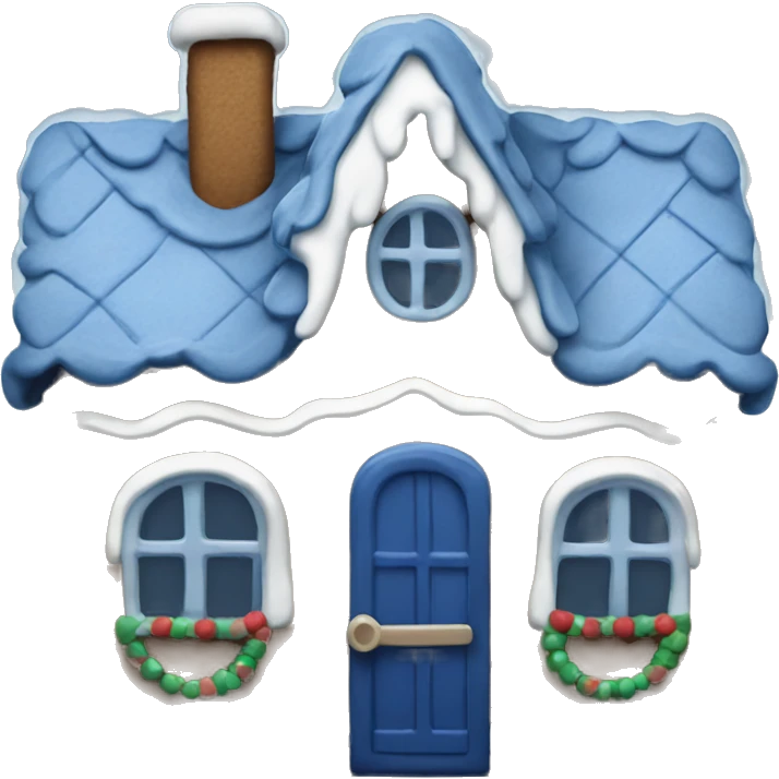 Cosy dark blue gingerbread house  emoji