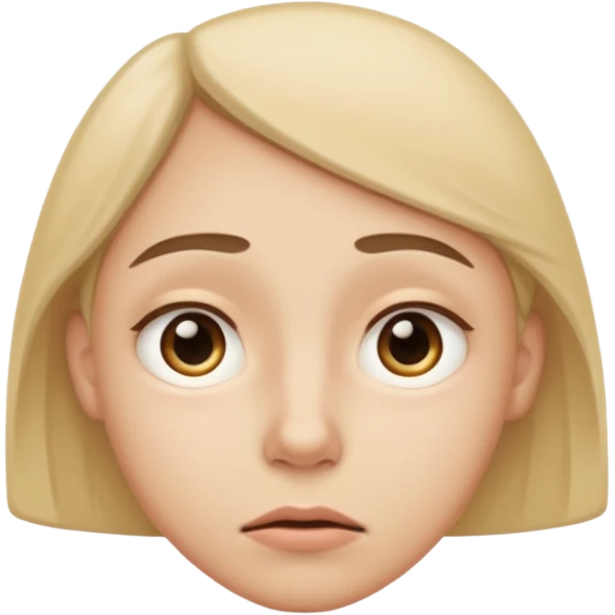  slightly widened eyes, subtle tension around eyes, small tight curved-down mouth, eyebrows raised inward, expression of quiet worry
 emoji