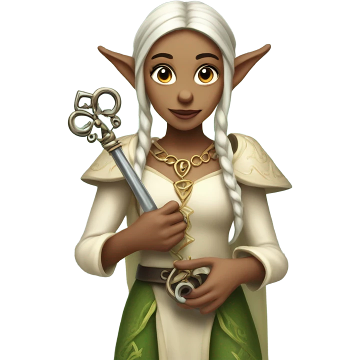 an elf woman login holding a big key emoji