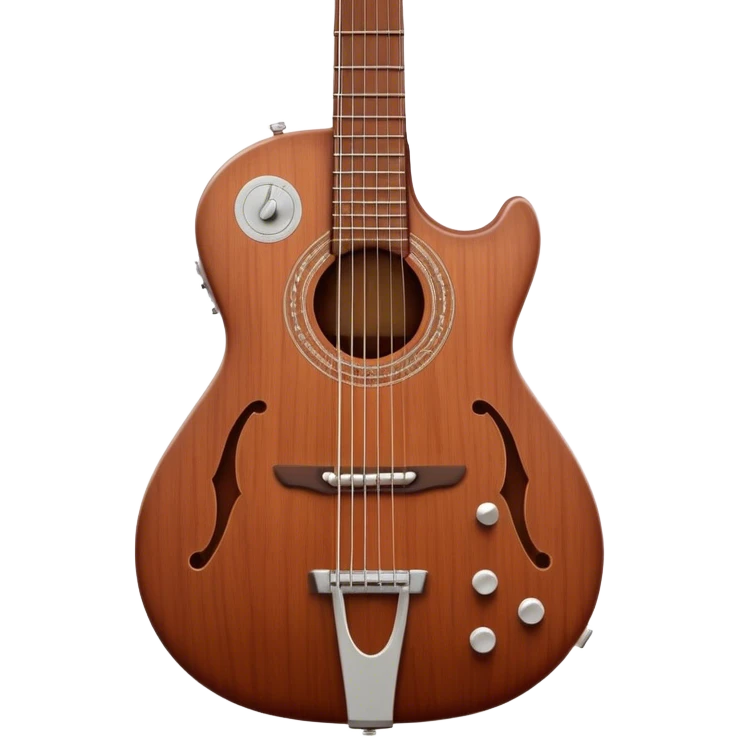 Cinematic Realistic Guitar, smooth mahogany body with deep wood grain, metal strings catching soft reflections, intricate tuning pegs gleaming subtly, warm light accentuating the contours, glowing with the warmth of music and craftsmanship. emoji