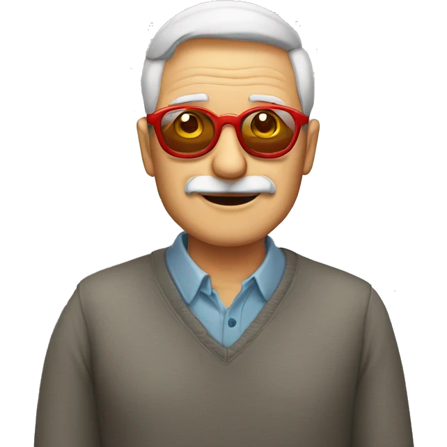 Abuelo con lentes de sol rojos y cara reronda emoji