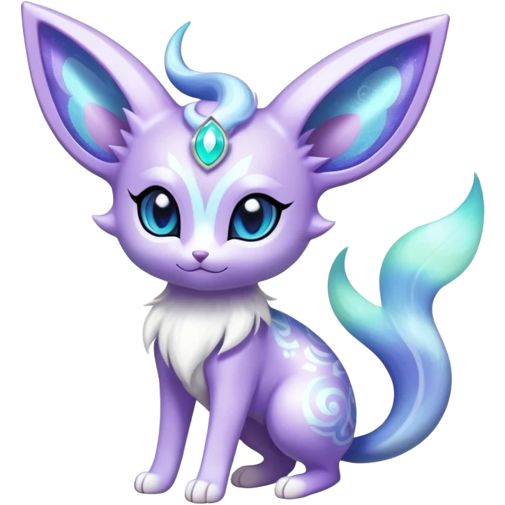 Shiny Exotic Cute Adorable Majestic Ethereal Sparkly Espeon-Meowstic-Hybrid-Creature with pattern-markings emoji