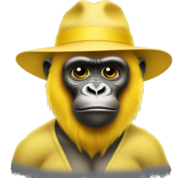 Yellow gorilla with no legs and a yellow sun hat emoji