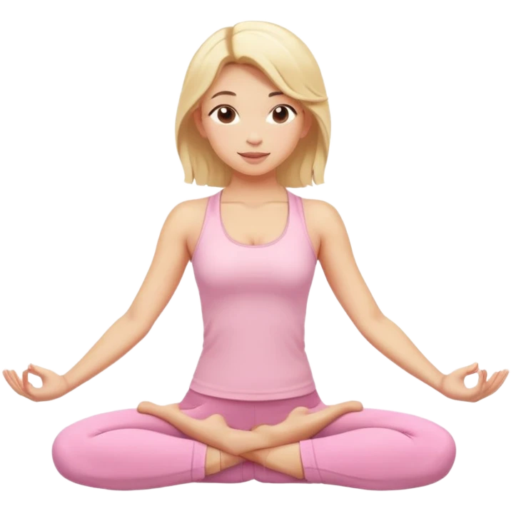 blonde yoga girl light pink clothes n emoji