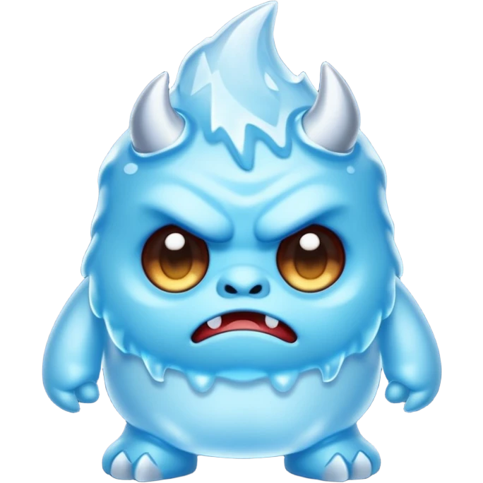 a cute grumpy chibi monster made of ice emoji