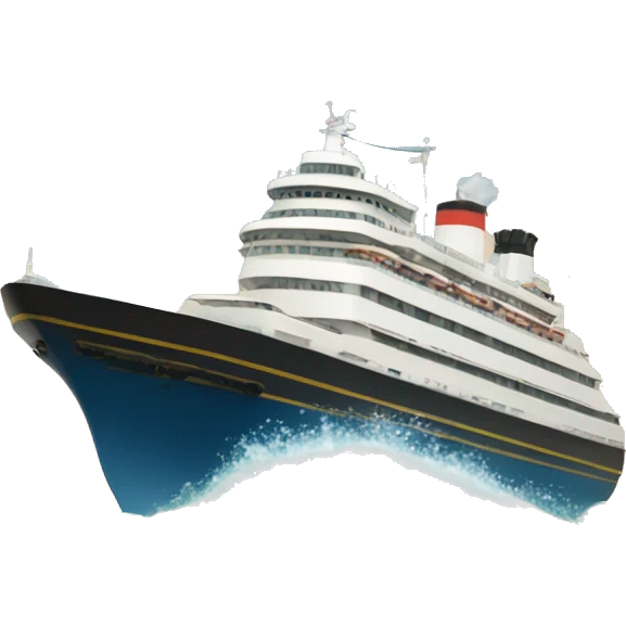 a ship cruising forward with waves emoji
