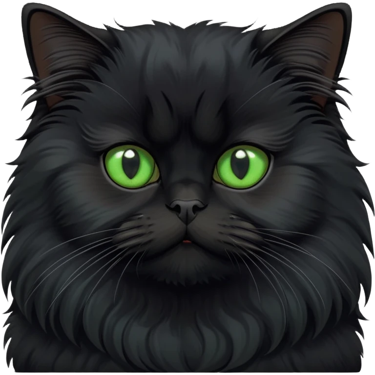 Black Persian Cat with green pupils emoji