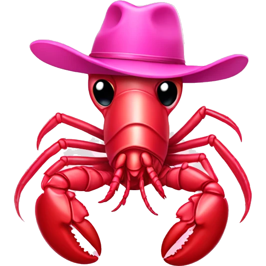 Pink lobster with pink cowboy hat  emoji