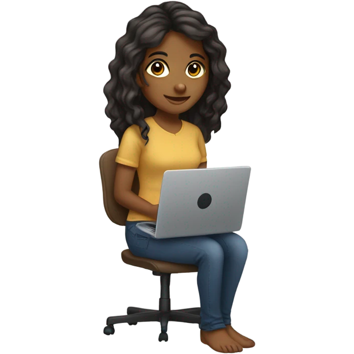 Long hair Brown girl, computer science intern with a laptop emoji