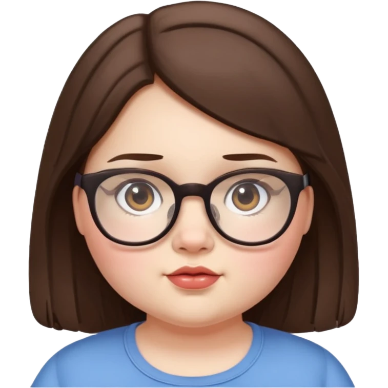 pale brunette pretty chubby girl with glasses  emoji