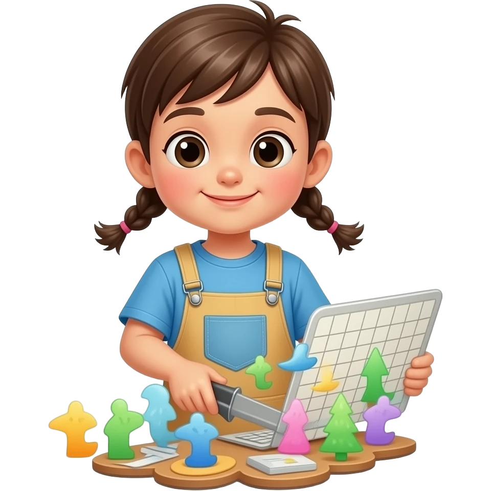 a kid is cutting a paper emoji