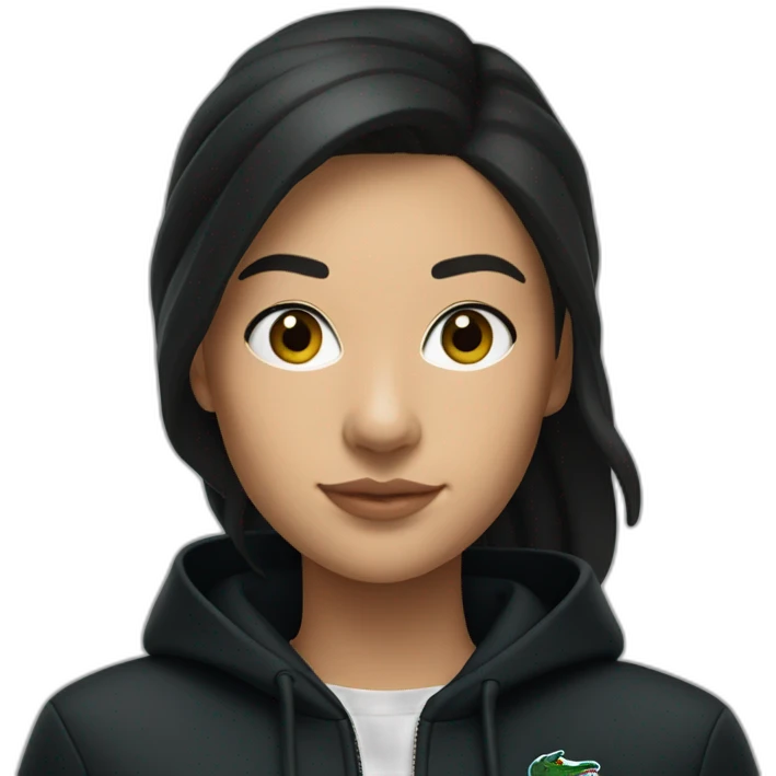 Lacoste headphone latina girl with black lacoste hoodie emoji
