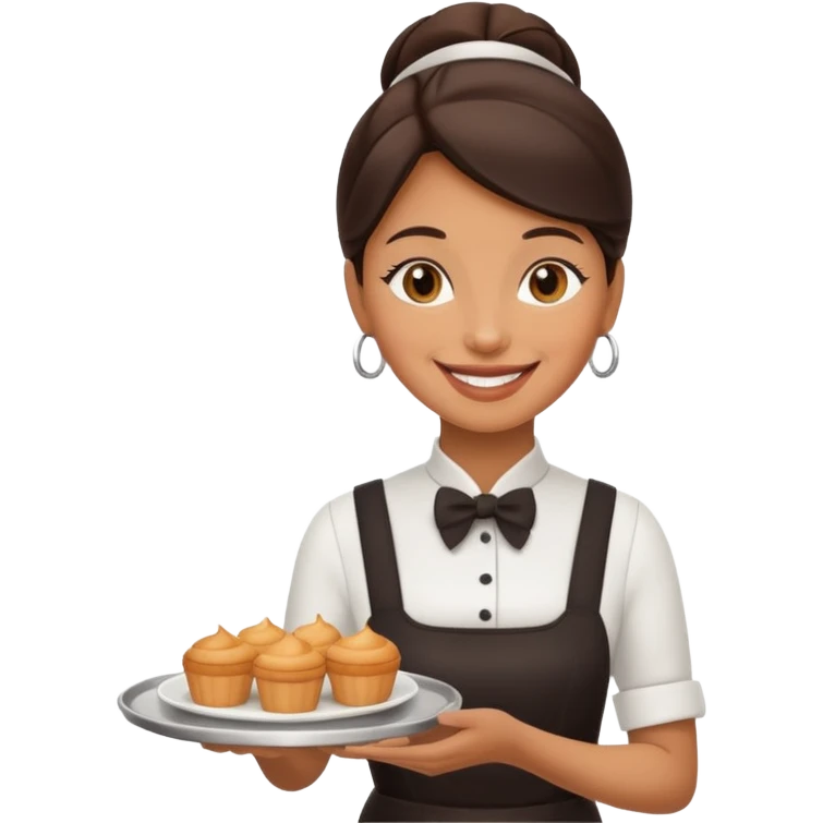 Cafe waiter woman with tray emoji