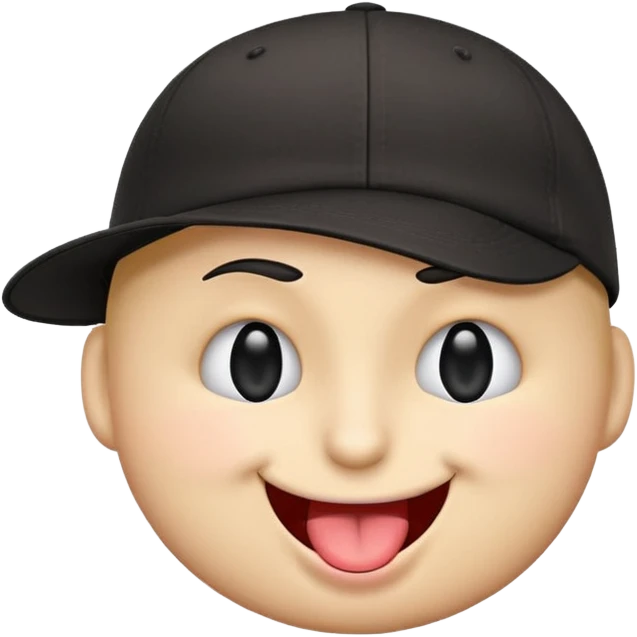 



Emoji face with a black cap turned backwards

Winking with the left eye

Sticking out tongue playfully

Smiling with a mischievous expression


 emoji