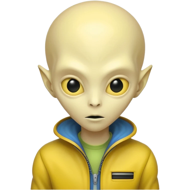 Alien with yellow jacket, Half body. emoji