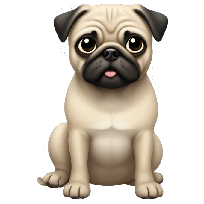 Pug with gray beige black facial features emoji