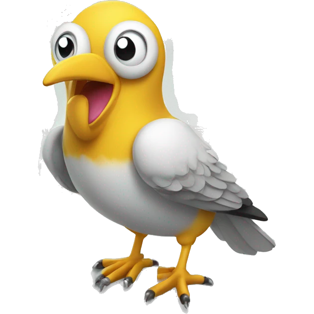 bird mascot with calculator ad notes emoji