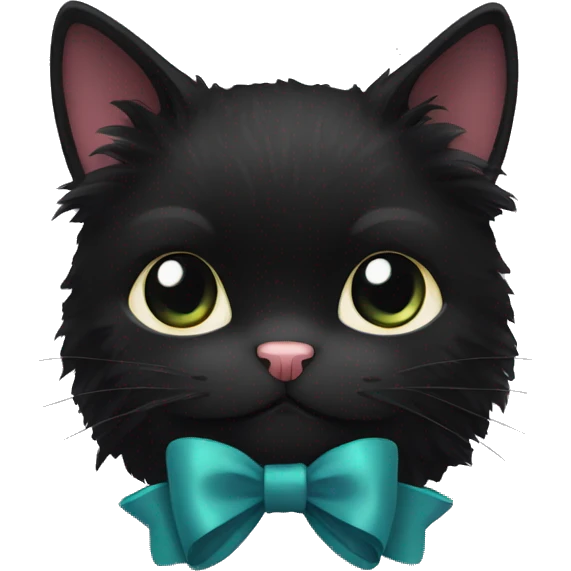 black cat fluffy with a bow emoji