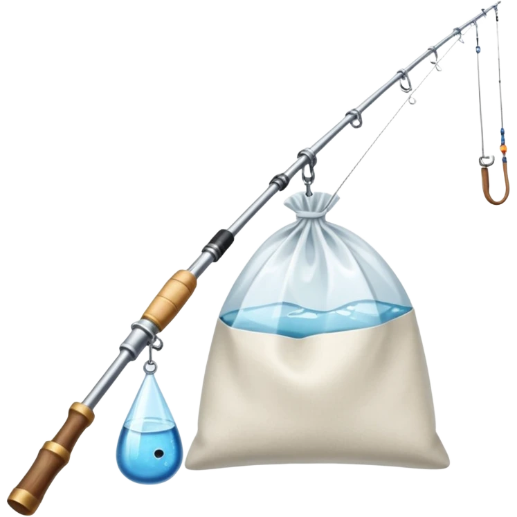 Fishing rod with cocaine bag  on the end emoji