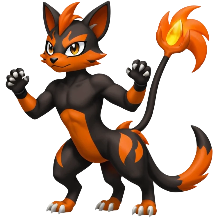 Litten-Torracat-Houndoom-Meloetta-Fakémon-creature-hybrid-fusion, full body emoji