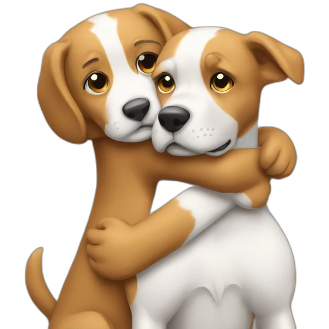 Hug between dog and cad emoji