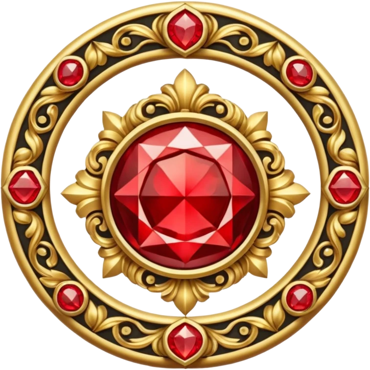 Golden circle crest with red gems emoji