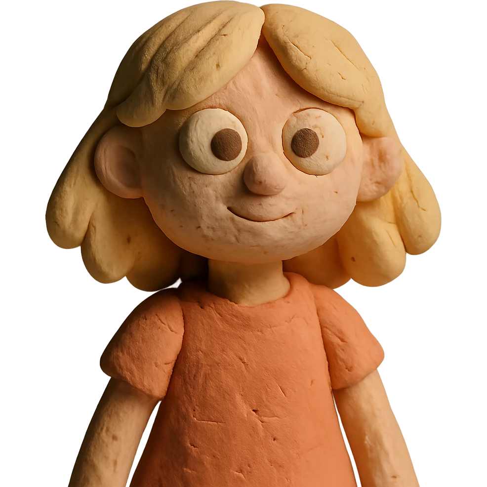 girl in claymation style, soft shapes, pastel colors emoji