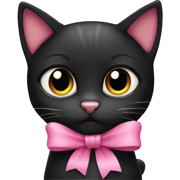 Black cat with pink bow emoji