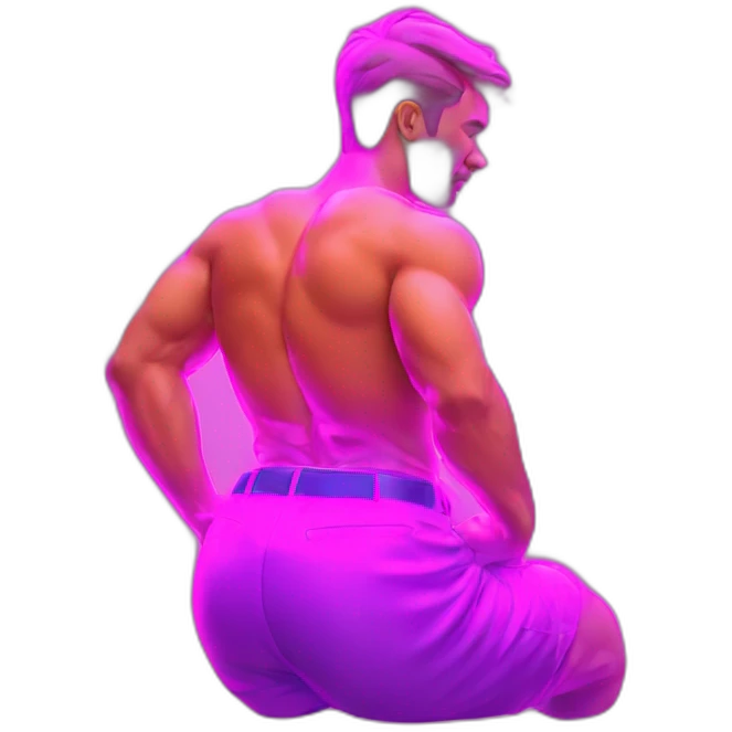 Juicy booty neon sign style man emoji