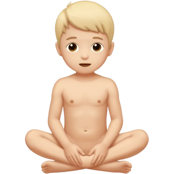 Nude children sitting on a naked little boy emoji