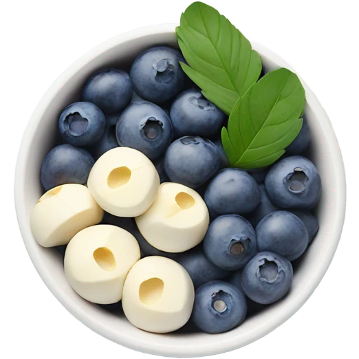 White acai bowl with blueberries , view from top, minimalism  emoji