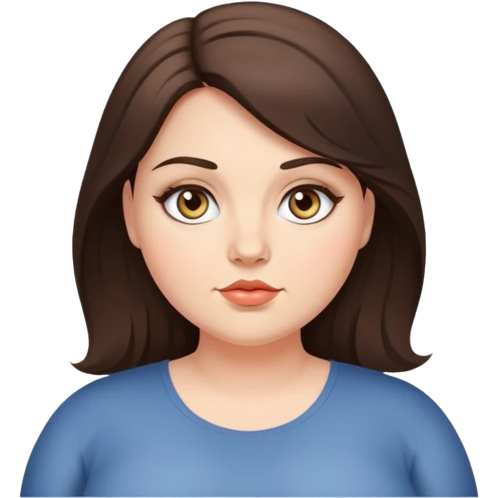 Beautiful kinda fat woman, brunette, grey eyes emoji