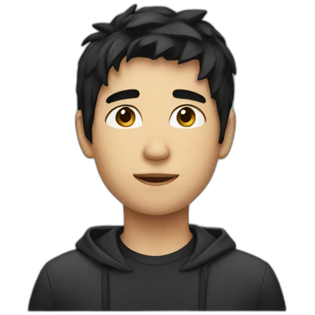 boy with black hair side face emoji