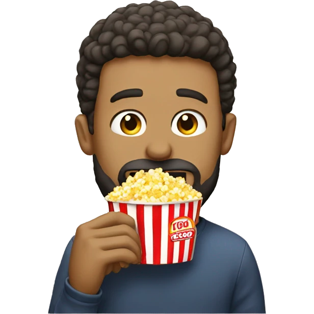 Guy with short beard eating popcorn emoji