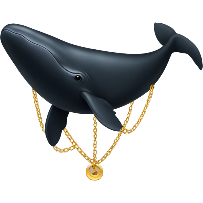 Black whale wearing gold chain emoji