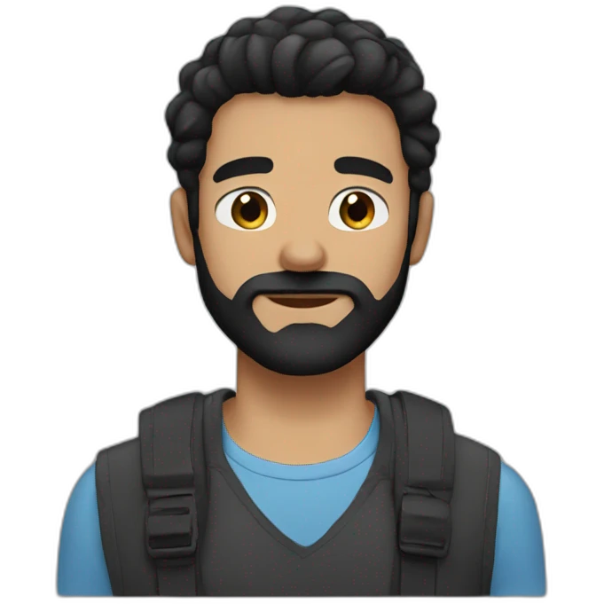 beard man black hair blue eyes emoji