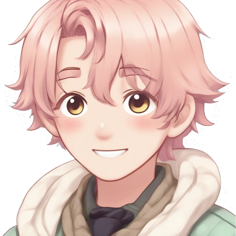 Gorgeous romantic hot attractive anime style modern anime shojo guy with pretty ponytail hair and colorful eyes and blushing face aesthetic trending style  pastelcore cottagecore kawaiicore emoji