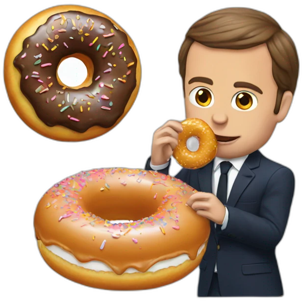 Macron eating donut emoji