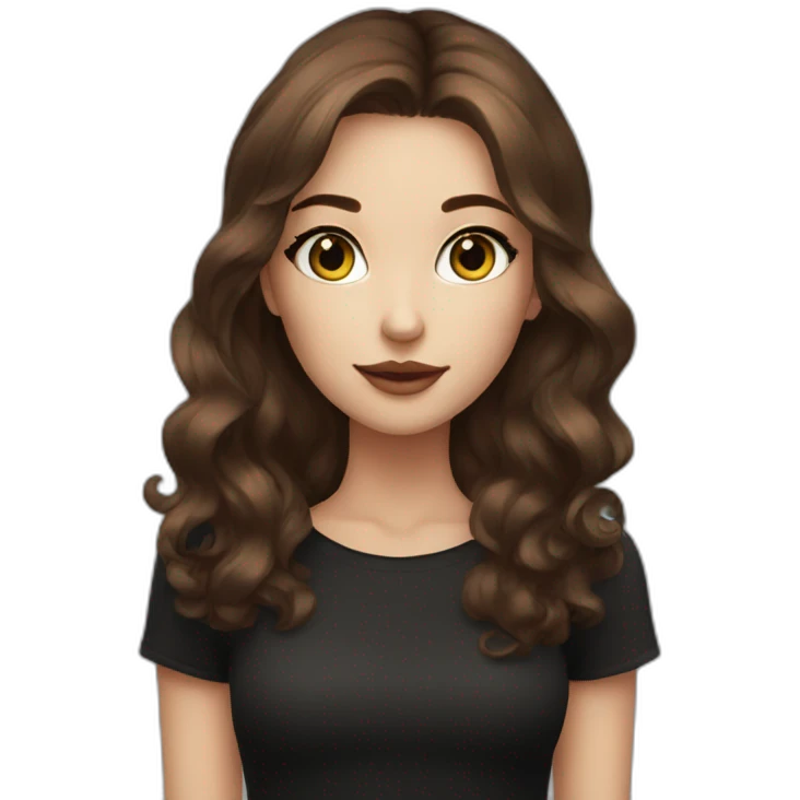 pretty girl brown hair makeup with black cat emoji